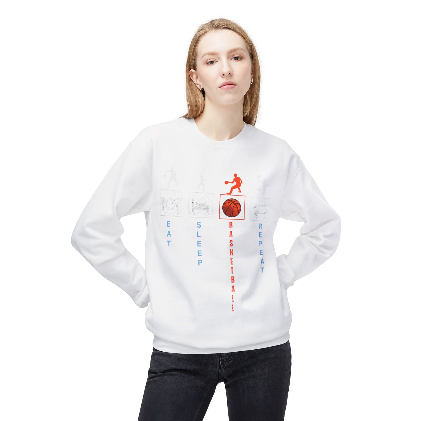 Unisex Basketball Sweatshirt - Eat Sleep Repeat Design