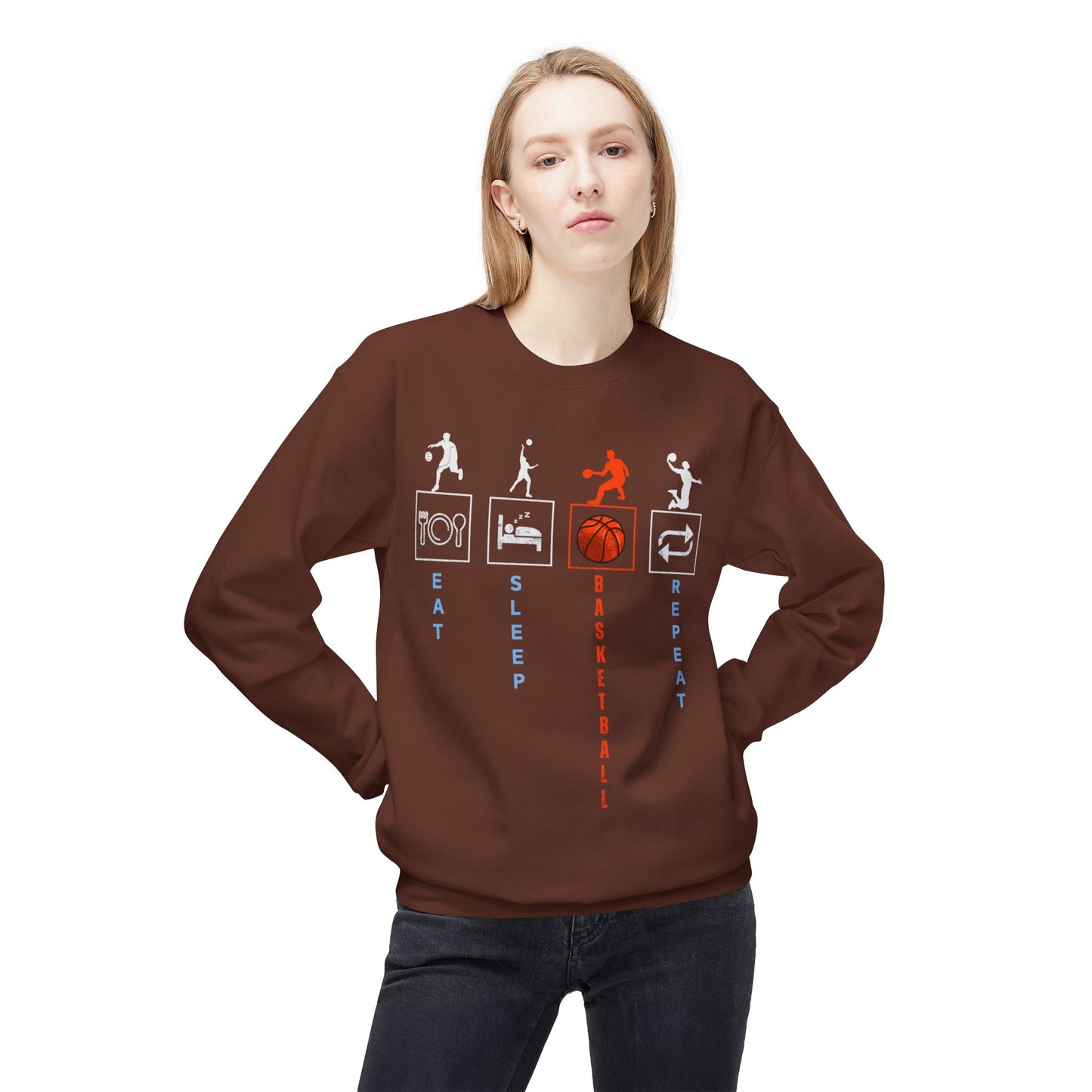 Unisex Basketball Sweatshirt - Eat Sleep Repeat Design