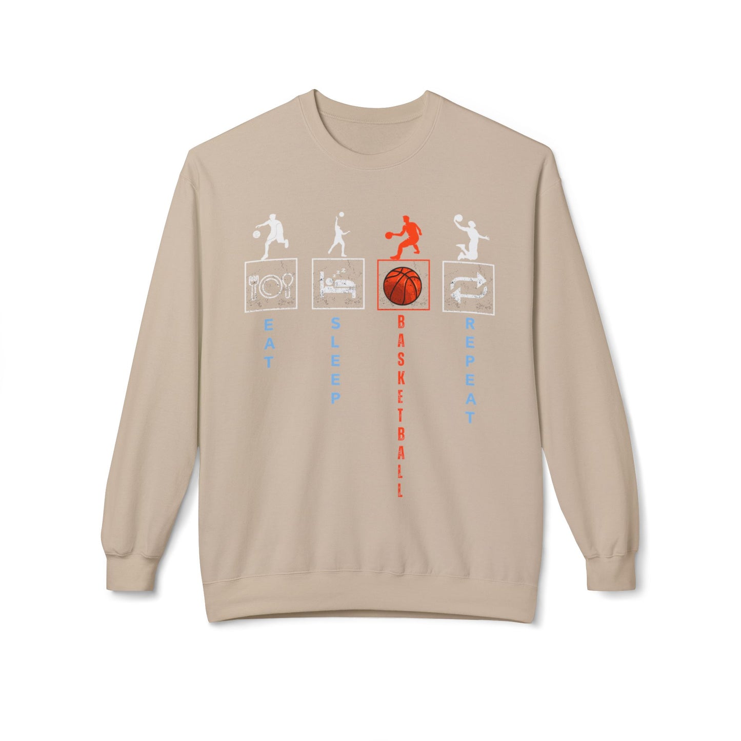 Unisex Basketball Sweatshirt - Eat Sleep Repeat Design