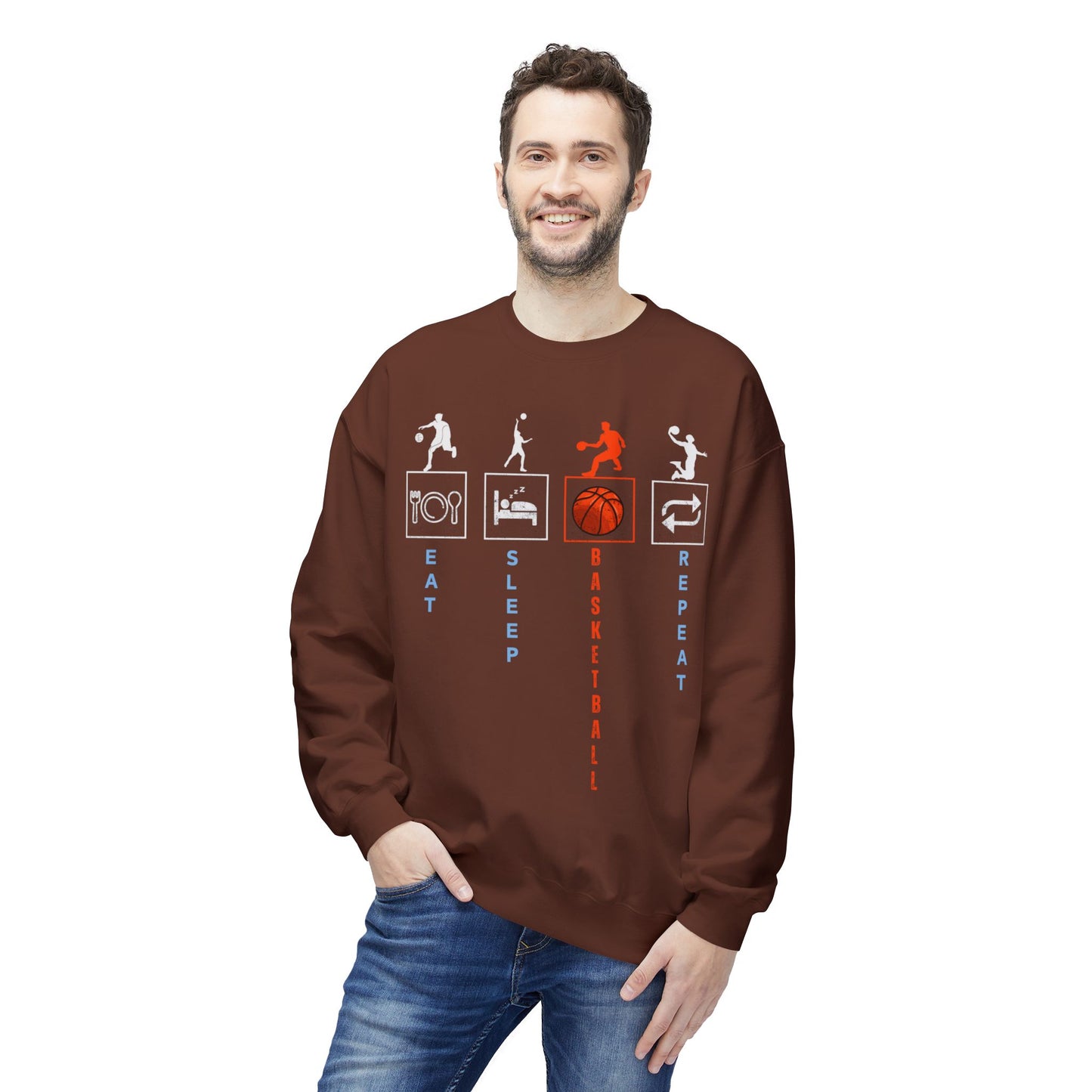 Unisex Basketball Sweatshirt - Eat Sleep Repeat Design