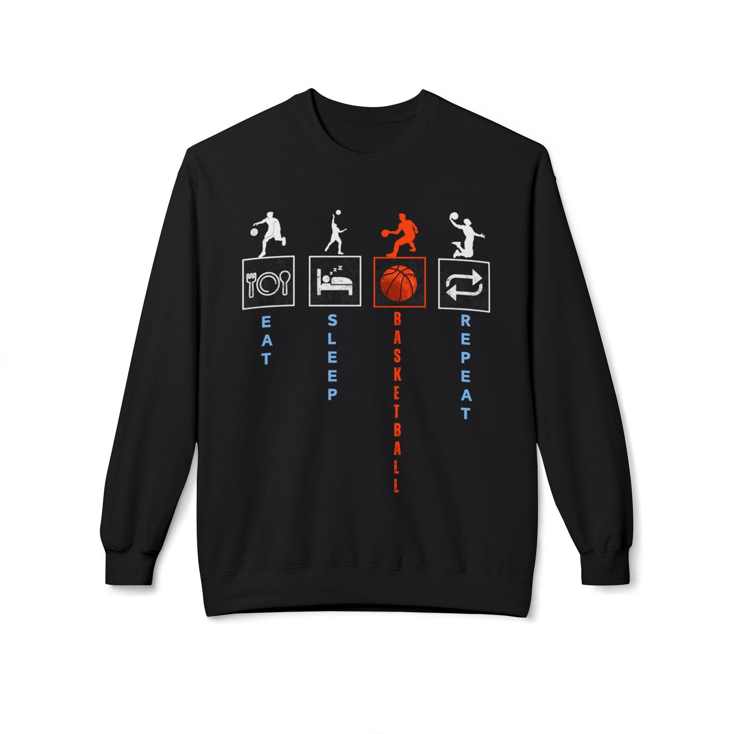 Unisex Basketball Sweatshirt - Eat Sleep Repeat Design