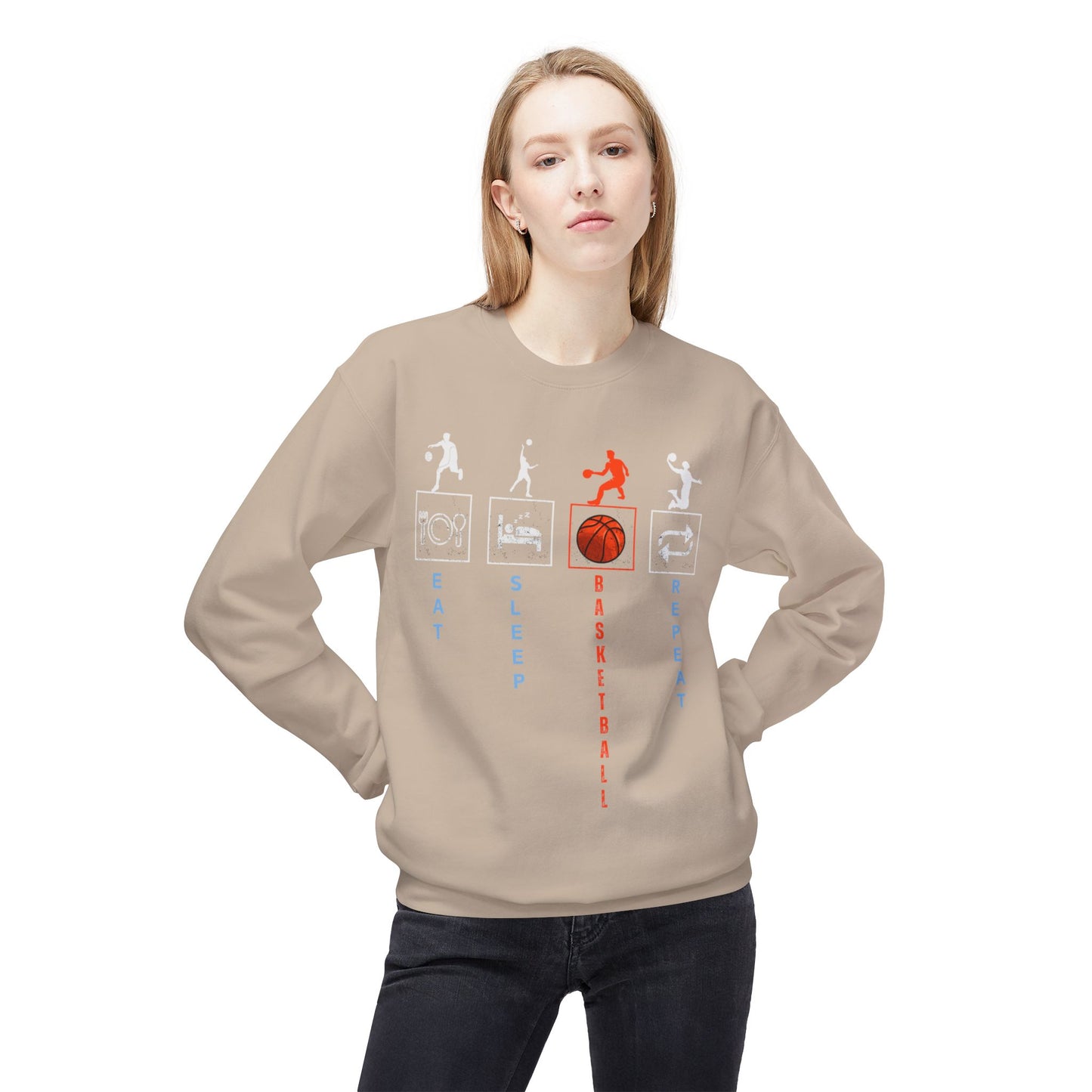 Unisex Basketball Sweatshirt - Eat Sleep Repeat Design